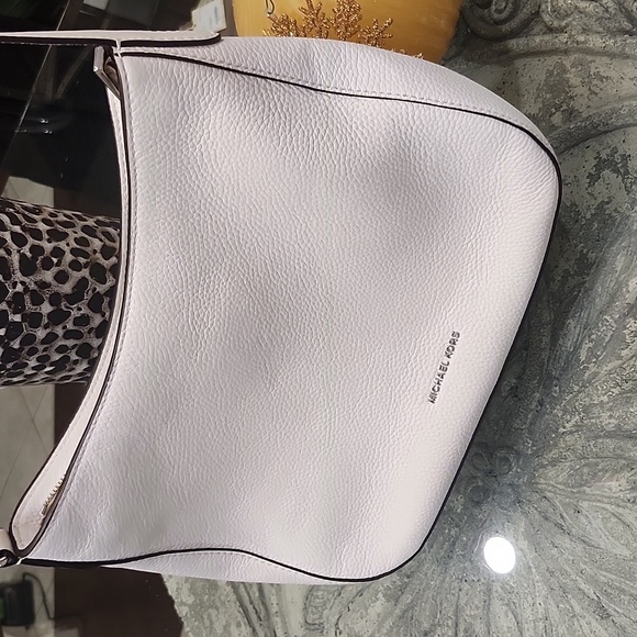 Michael KORS Kensington Large Pebbled Leather Hobo Shoulder Bag WHITE - Picture 4 of 14